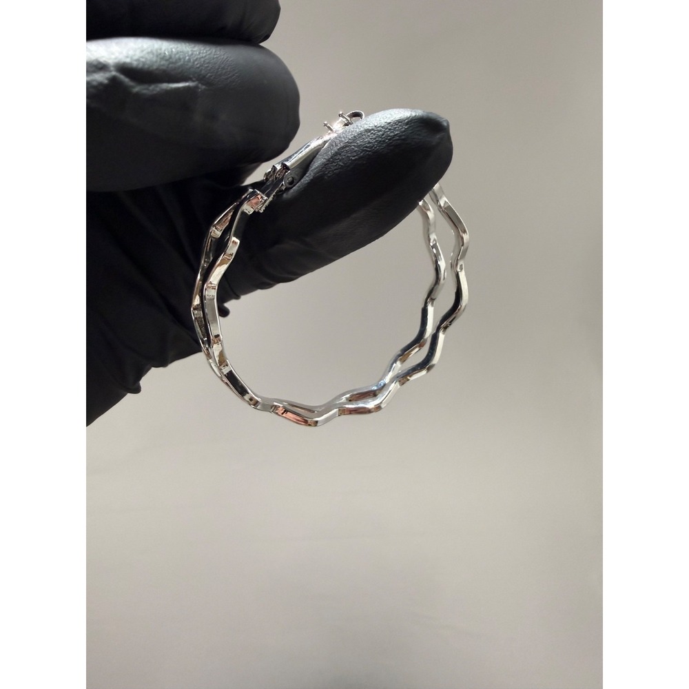 hoop earrings silver filled crimped style